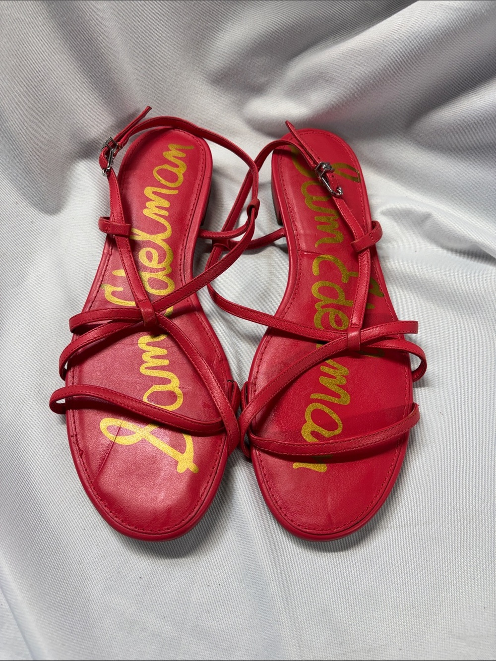 Sam Edelman Red / Dark Pink Strappy Flat Sandals